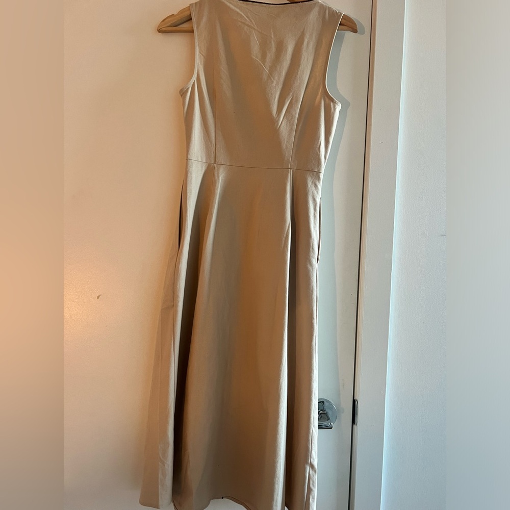 NWT RIHOAS Khaki Round-Neck A-Line Midi Dress - Picture 8 of 10